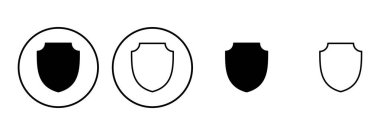 Kalkan simgesi ayarlandı. Koruma ikonu vektörü. Güvenlik vektör simgesi