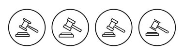 Gavel simgesi hazır. Yargıç Tokmak ikon vektörü. Kanun simgesi vektörü. Açık arttırma çekici
