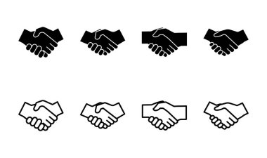 Tokalaşma simgesi ayarlandı. İş tokalaşması. iletişim anlaşması