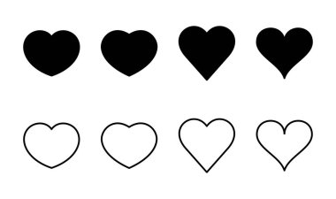 Aşk ikonu seti. Kalp ikonu vektörü. Simge vektörü gibi.