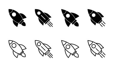 Roket ikonu hazır. Başlangıç simgesi vektörü. 