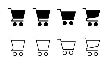 Alışveriş ikonu seti. Alışveriş arabası ikonu. Trolley simge vektörü