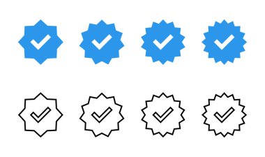 Doğrulanmış simge ayarlandı. Doğrulama işareti. onaylanmış simge