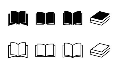 Kitap simgesi ayarlandı. Kitap simgesi vektörünü aç. Kitap simgesi