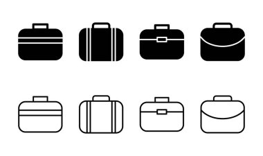 Evrak çantası simgesi seti. Bavul simgesi. bagaj sembolü.