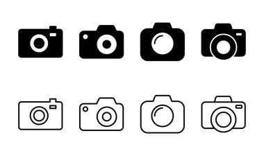 Kamera simgesi ayarlandı. Fotoğraf makinesi simgesi. kamera fotoğrafçılık simgesi.