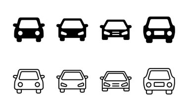 Araba ikonu ayarlandı. Araba vektör simgesi. küçük sedan