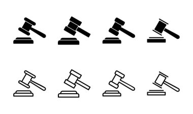 Gavel simgesi hazır. Yargıç Tokmak ikon vektörü. Kanun simgesi vektörü. Açık arttırma çekici