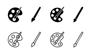 Boya simgesi seti. boya fırçası ikon vektörü. boyama silindiri vektörü