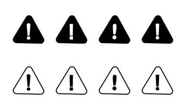 Ünlem tehlike işareti. Dikkat işareti simgesi ayarlandı. Tehlike uyarısı işareti