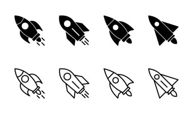 Roket ikonu hazır. Başlangıç simgesi vektörü. 