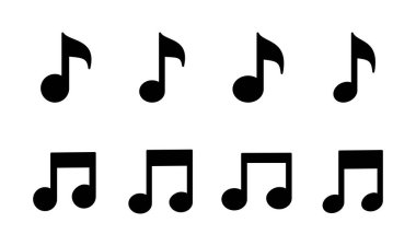Müzik ikonu seti. Müzik simgesi vektörünü not et. ton simgesi