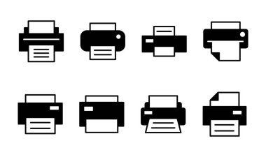 Yazdırma simgesi seti. yazıcı simgesi vektörü. 