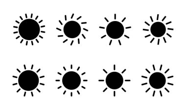 Güneş ikonu ayarlandı. Parlaklık Simgesi vektörü