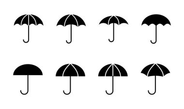Şemsiye simgesi seti. şemsiye işareti simgesi