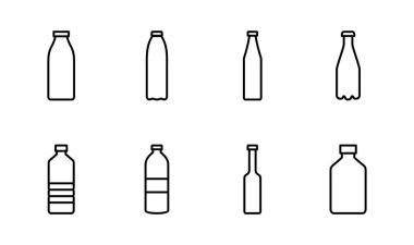 Şişe simgesi seti. şişe vektör simgesi