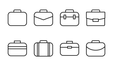 Evrak çantası simgesi seti. Bavul simgesi. bagaj sembolü.