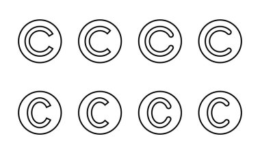 Telif hakkı simgesi seti. telif hakkı sembolleri