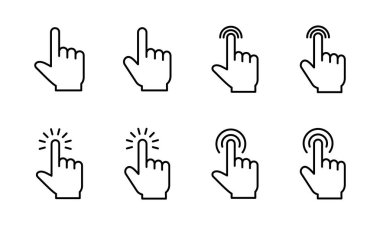 El tıklama simgesi seti. işaret simgesi vektörü. el imleç simgesi vektörü