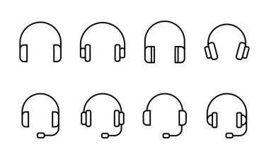 Kulaklık ikonu ayarlandı. Headvector simgesi simgeleri