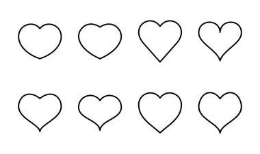 Aşk ikonu seti. Kalp ikonu vektörü. Simge vektörü gibi.