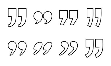 Alıntı simgesi seti. Tırnak işareti sembolü.