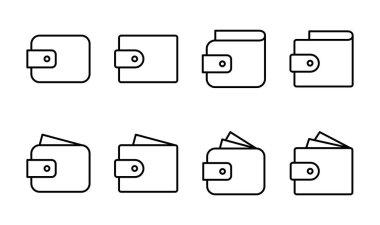 Cüzdan simgesi ayarlandı. cüzdan vektör simgesi