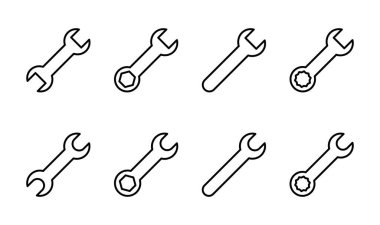 Anahtar simgesi seti. Simge vektörünü onar. araçlar simgesi vektörü