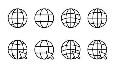 Web simgesi seti. Web simgesine git. Web tıklama simgesi