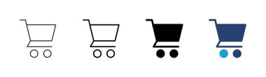 Alışveriş ikonu seti. Alışveriş arabası ikonu. Trolley simge vektörü