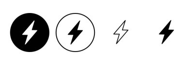 Şimşek simgesi ayarlandı. Elektrik ikon vektörü. Güç simgesi. enerji işareti