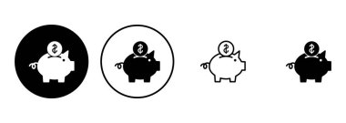 Domuz kumbarası ikon vektörü. domuzcuk para simgesi