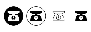 Ölçek simgesi seti. Ağırlık ölçeği simgesi. Kanun ölçekli ikon. Adalet