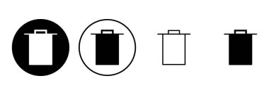 Çöp simgesi seti. Çöp kutusu simgesi. Simge vektörünü sil. çöp