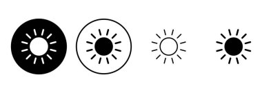 Güneş ikonu ayarlandı. Parlaklık Simgesi vektörü
