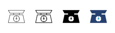 Ölçek simgesi seti. Ağırlık ölçeği simgesi. Kanun ölçekli ikon. Adalet