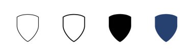 Kalkan simgesi ayarlandı. Koruma ikonu vektörü. Güvenlik vektör simgesi