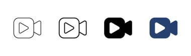 Video simgesi seti. Video kamera ikon vektörü. Film tabelası. Sinema