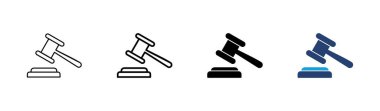 Gavel simgesi hazır. Yargıç Tokmak ikon vektörü. Kanun simgesi vektörü. Açık arttırma çekici