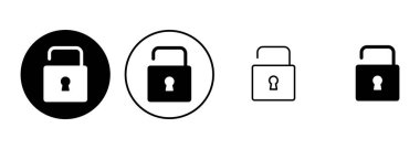 Kilit simgesi ayarlandı. Asma kilit ikon vektörü. Şifreleme simgesi. Güvenlik sembolü