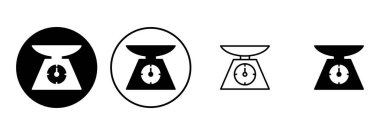 Ölçek simgesi seti. Ağırlık ölçeği simgesi. Kanun ölçekli ikon. Adalet