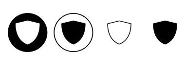 Kalkan simgesi ayarlandı. Koruma ikonu vektörü. Güvenlik vektör simgesi