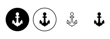 Çapa simgesi ayarlandı. Çapa sembolü logosu. Çapa deniz simgesi.