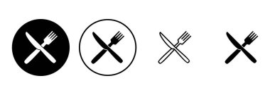 kaşık ve çatal ikonu seti. kaşık, çatal ve bıçak ikonu vektörü. restoran simgesi