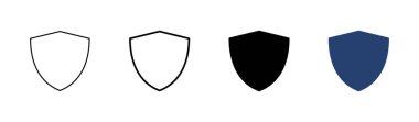 Kalkan simgesi ayarlandı. Koruma ikonu vektörü. Güvenlik vektör simgesi