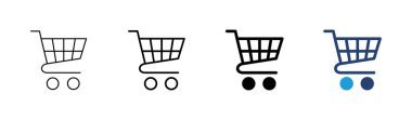 Alışveriş ikonu seti. Alışveriş arabası ikonu. Trolley simge vektörü