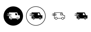 Hızlı nakliye kamyonu ikonu seti. Teslimat kamyonu ikonu. hızlı dağıtım simgesi