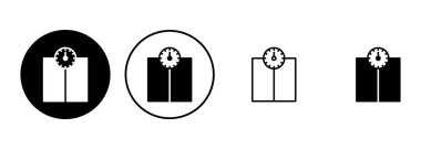 Ölçek simgesi seti. Ağırlık ölçeği simgesi. Kanun ölçekli ikon. Adalet