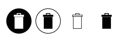 Çöp simgesi seti. Çöp kutusu simgesi. Simge vektörünü sil. çöp