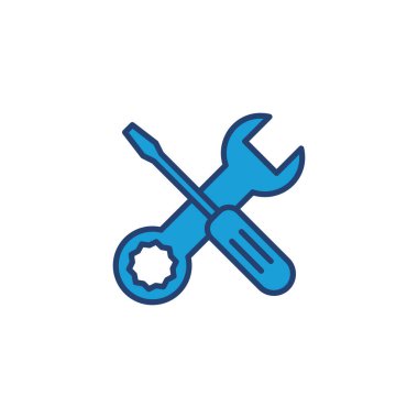 Alet ikon vektörünü onar. araç simgesi vektörü. Simge vektörü ayarlanıyor. İngiliz anahtarı ve tornavida. destek, Servis